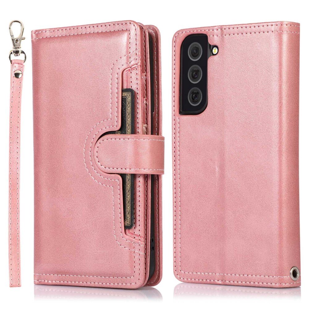 Portefeuille en cuir avec plusieurs fentes Samsung Galaxy S23, pink gold