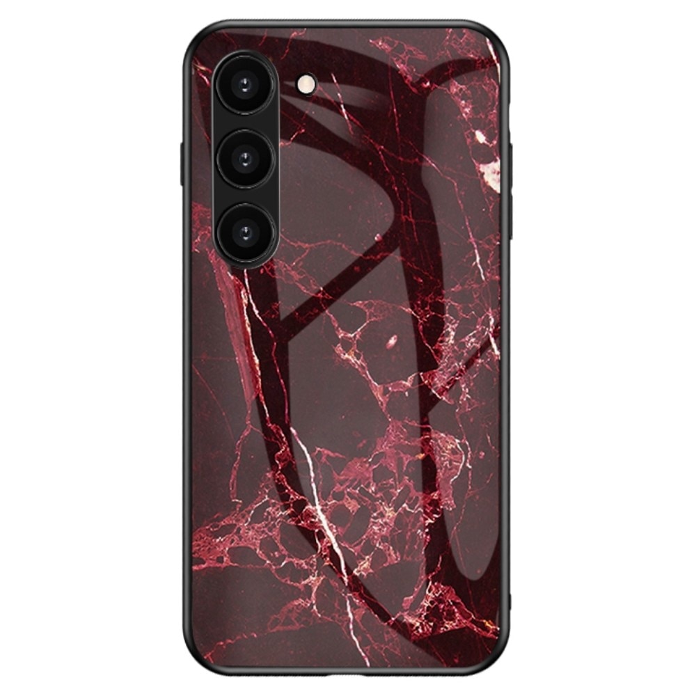 Coque en verre trempé Samsung Galaxy S23, marbre rouge