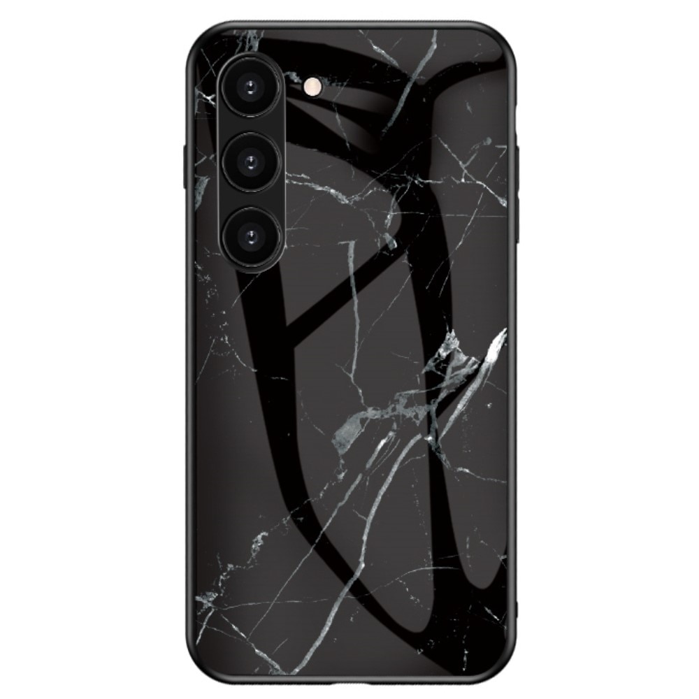 Coque en verre trempé Samsung Galaxy S23, marbre noir