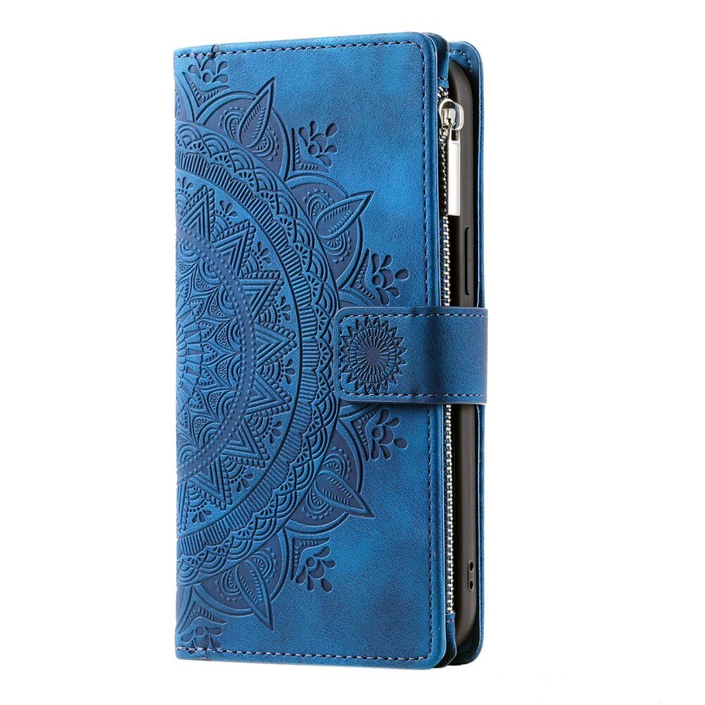 Étui portefeuille Mandala iPhone 14, bleu