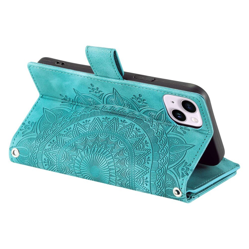 Étui portefeuille Mandala iPhone 14, vert