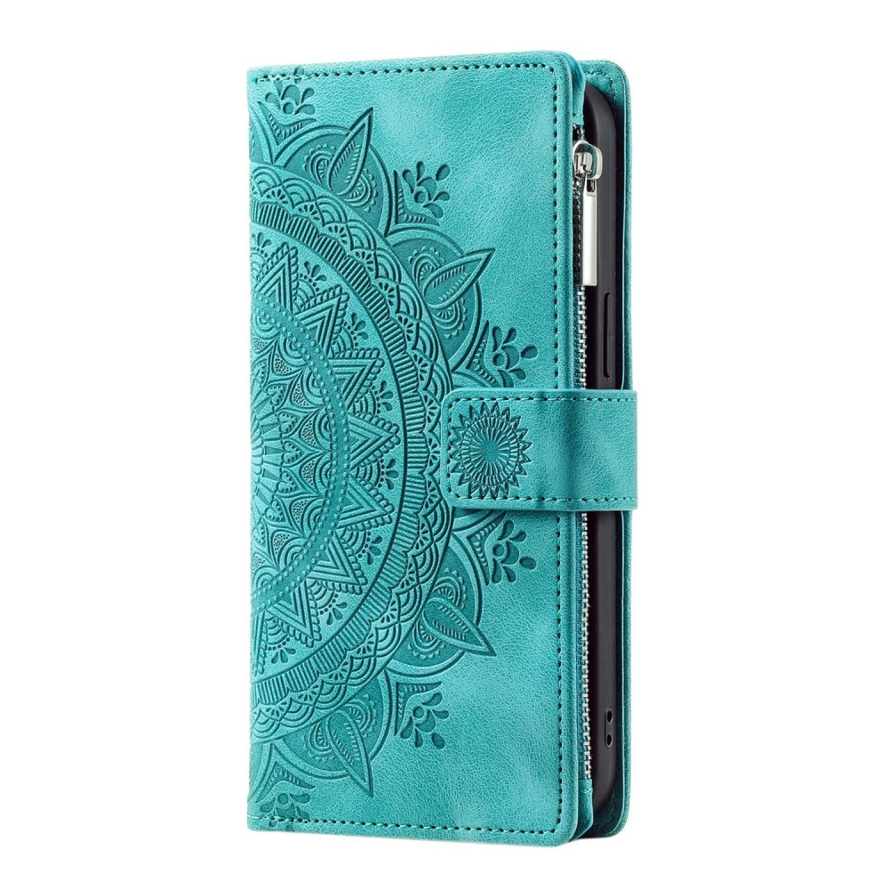 Étui portefeuille Mandala iPhone 14, vert