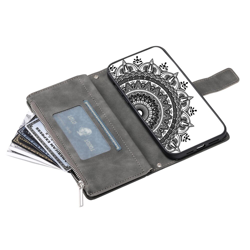 Étui portefeuille Mandala iPhone 14, gris