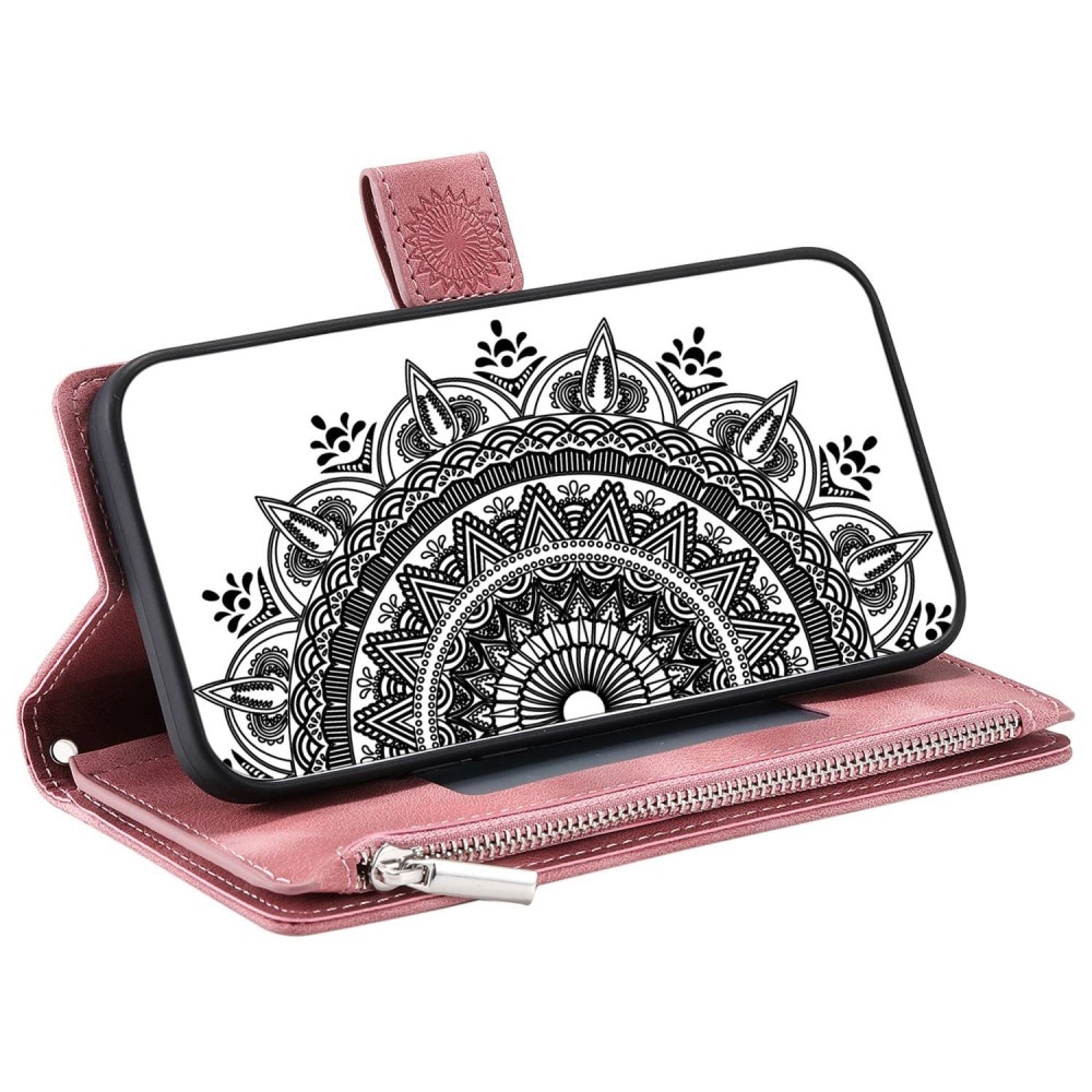 Étui portefeuille Mandala iPhone 14, rose