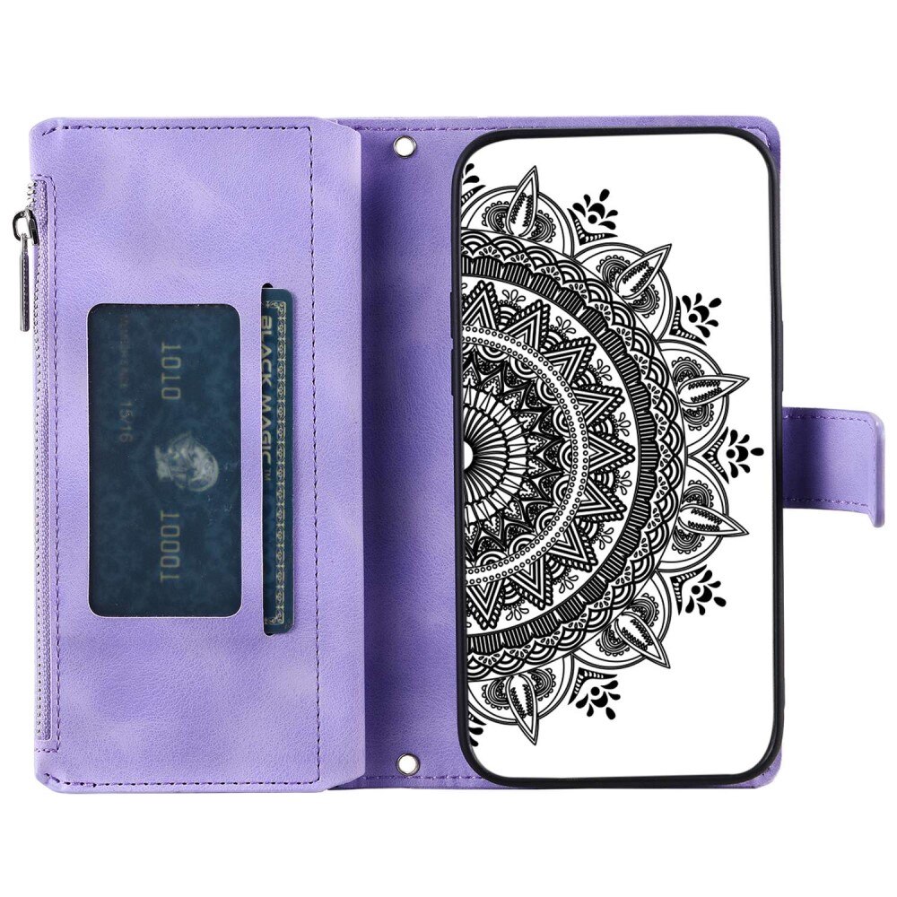 Étui portefeuille Mandala iPhone 14, violet