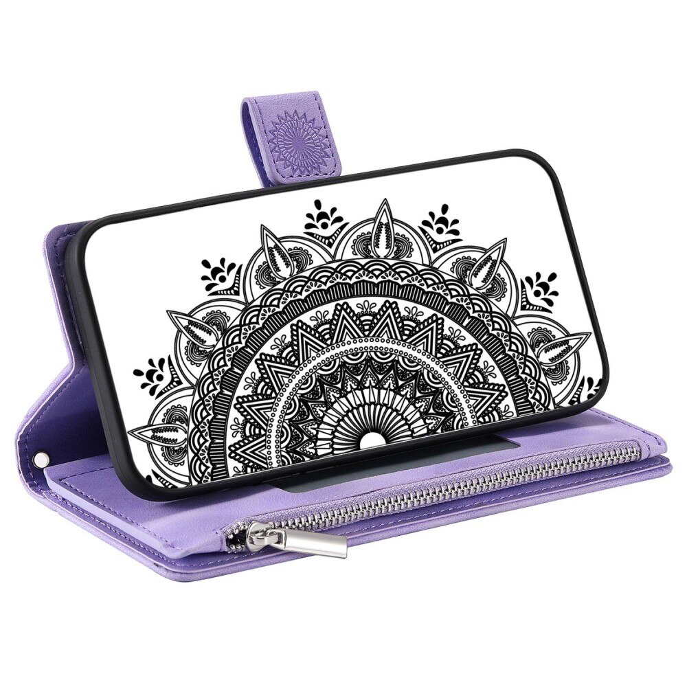 Étui portefeuille Mandala iPhone 14, violet