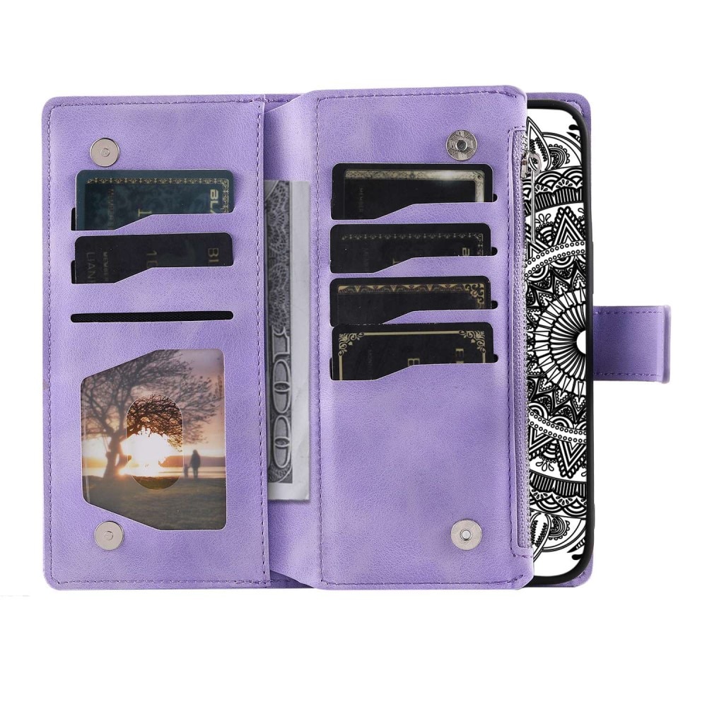 Étui portefeuille Mandala iPhone 14, violet