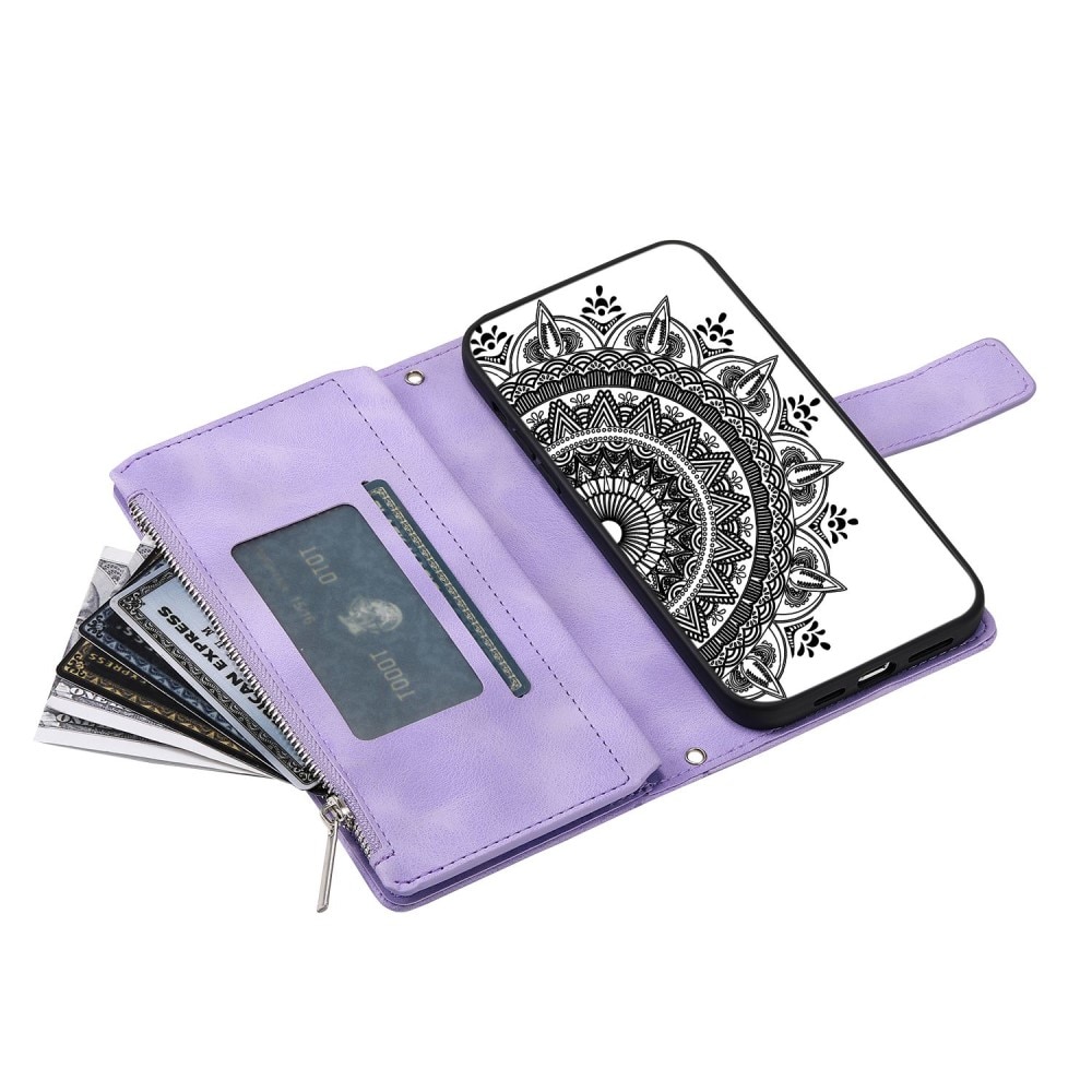 Étui portefeuille Mandala iPhone 14, violet