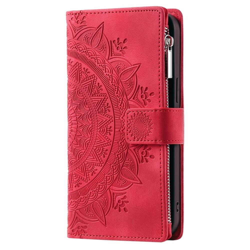 Étui portefeuille Mandala Samsung Galaxy S23 Ultra, rouge