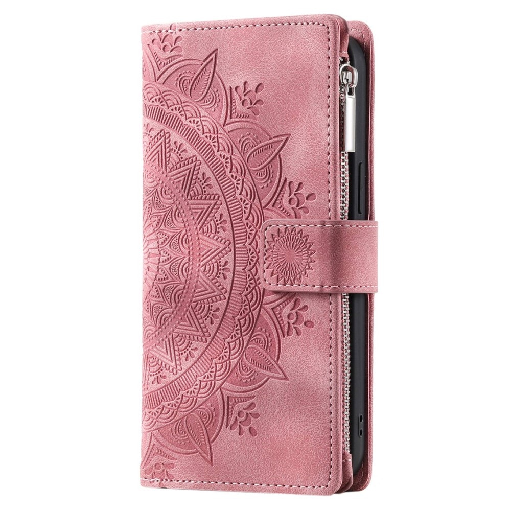 Étui portefeuille Mandala Samsung Galaxy S23 Ultra, rose