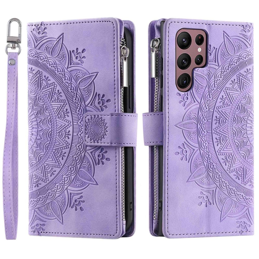 Étui portefeuille Mandala Samsung Galaxy S23 Ultra, violet