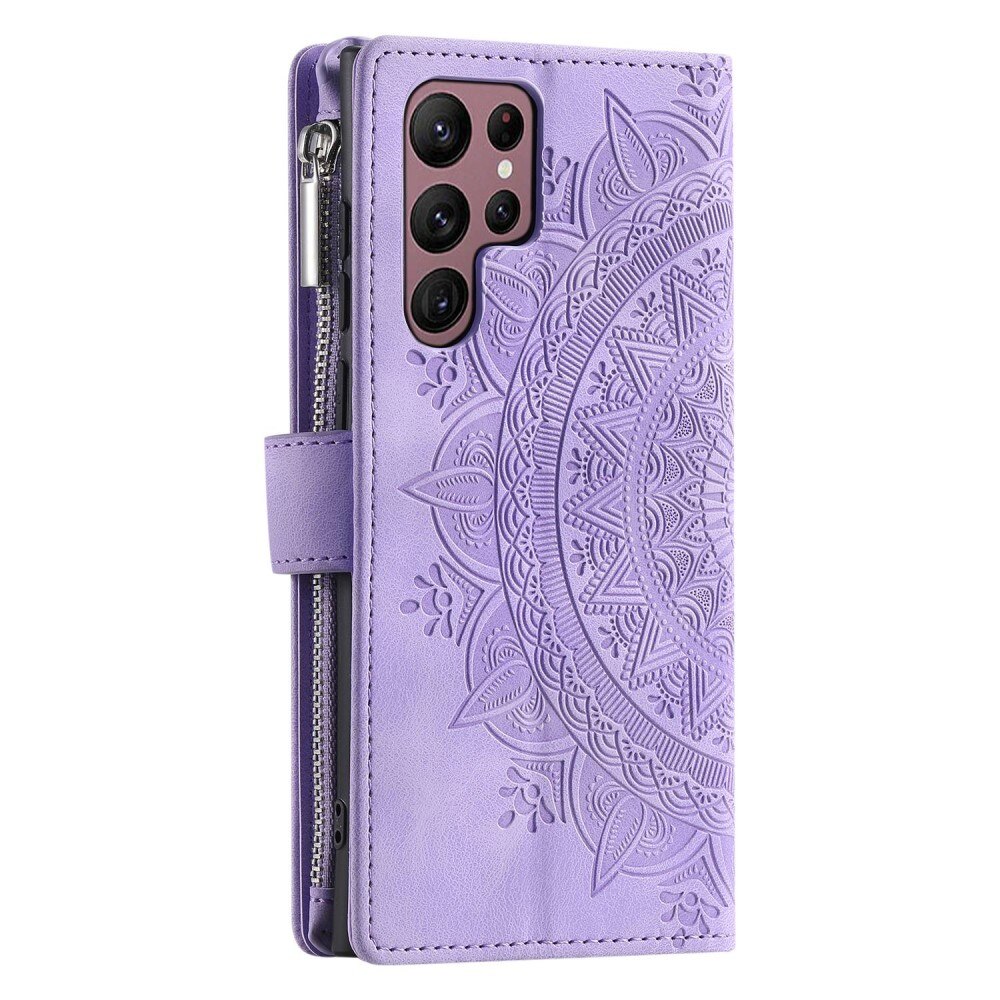 Étui portefeuille Mandala Samsung Galaxy S23 Ultra, violet