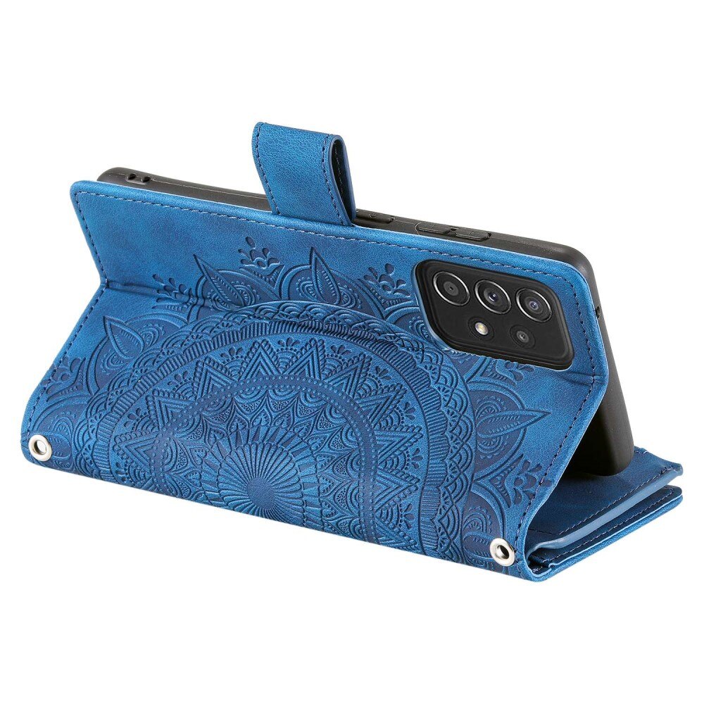 Étui portefeuille Mandala Samsung Galaxy A53, bleu