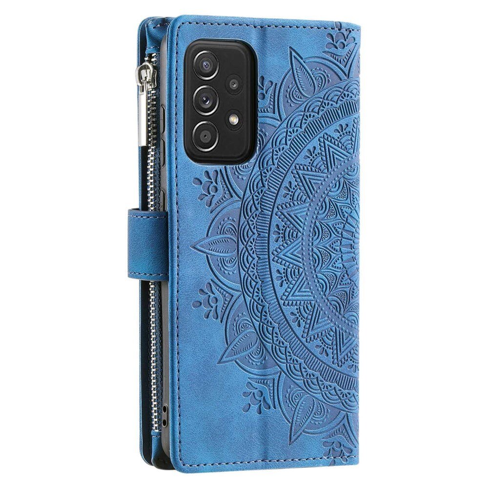 Étui portefeuille Mandala Samsung Galaxy A53, bleu