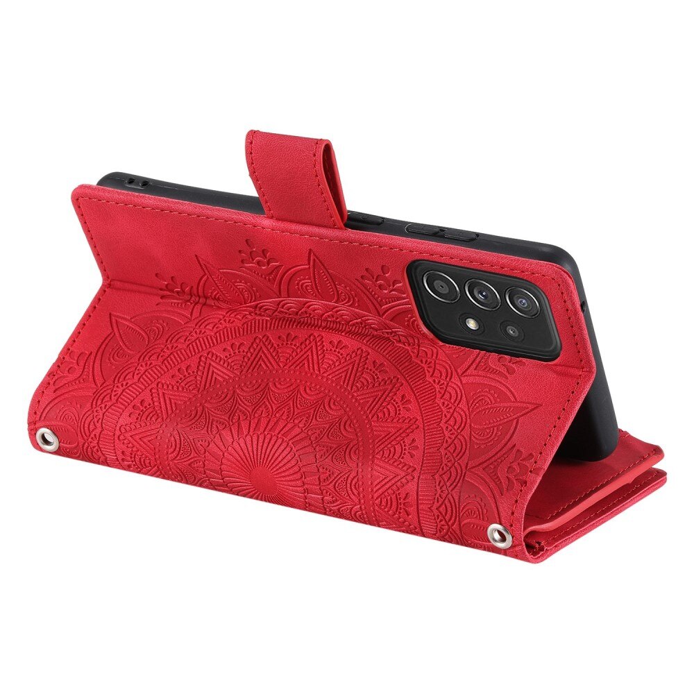 Étui portefeuille Mandala Samsung Galaxy A53, rouge