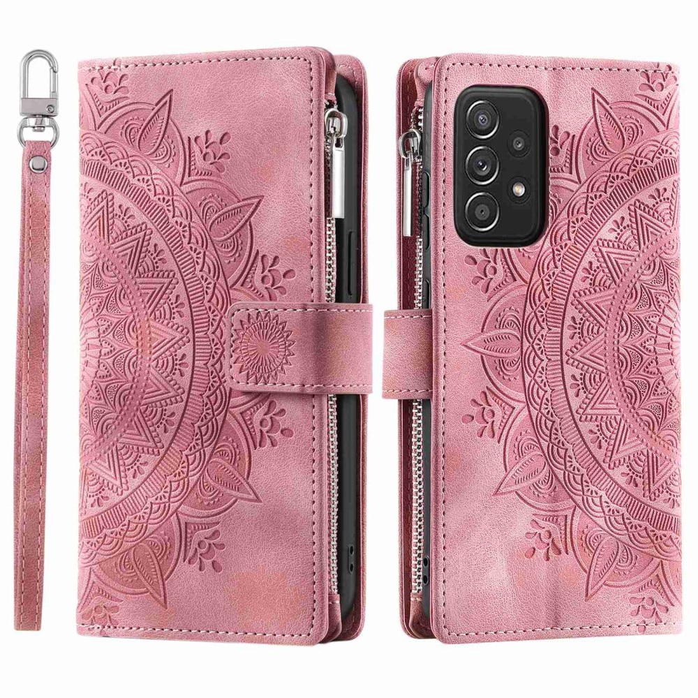 Étui portefeuille Mandala Samsung Galaxy A53, rose