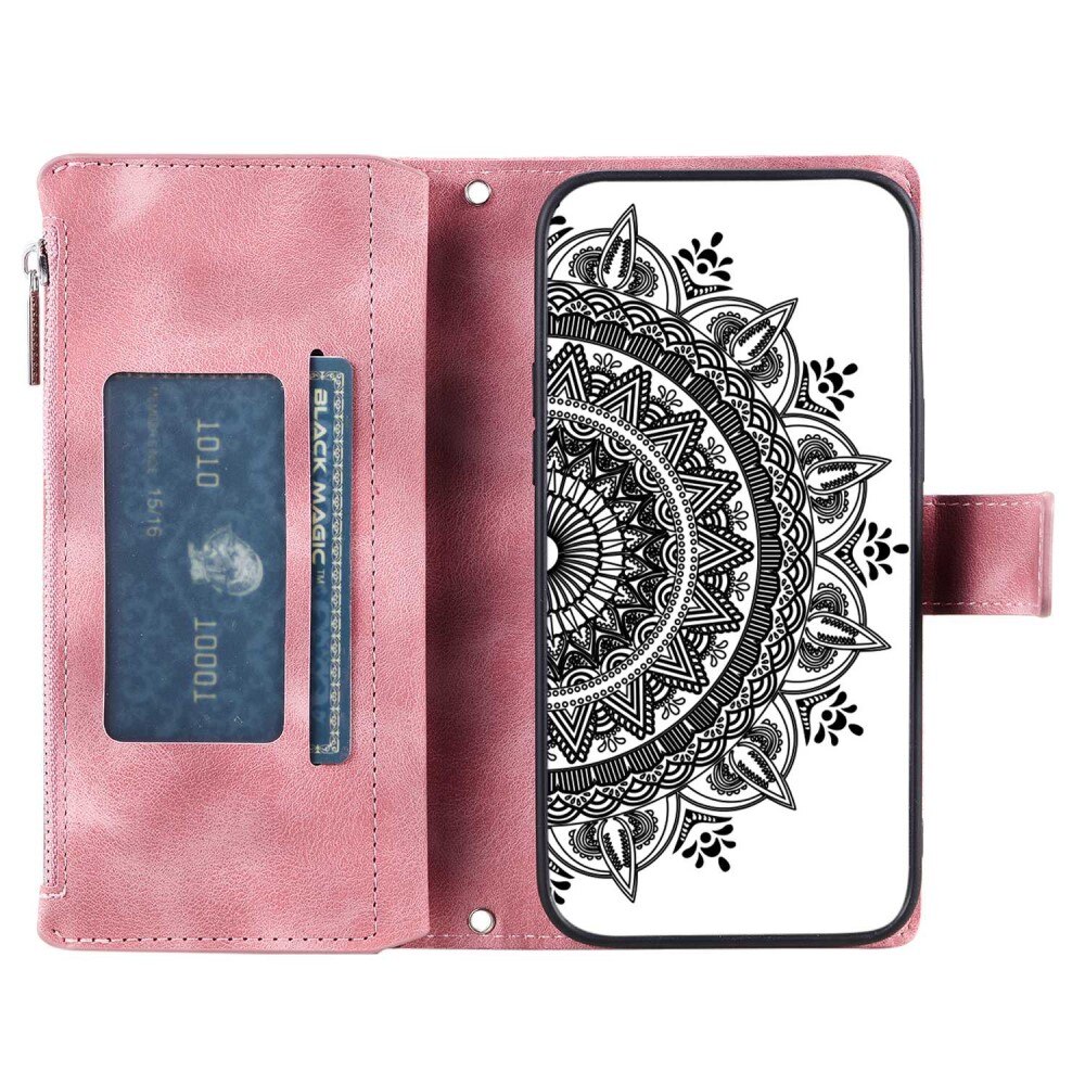 Étui portefeuille Mandala Samsung Galaxy A53, rose