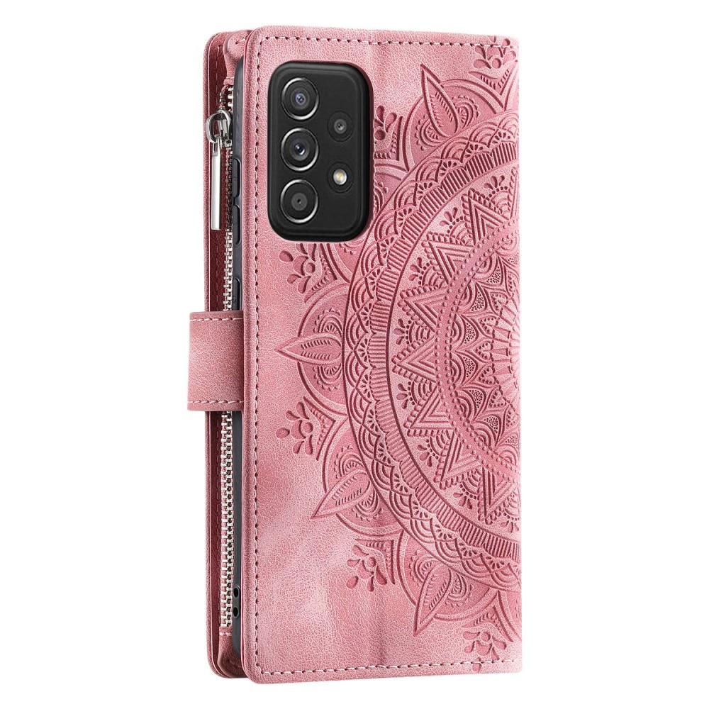 Étui portefeuille Mandala Samsung Galaxy A53, rose