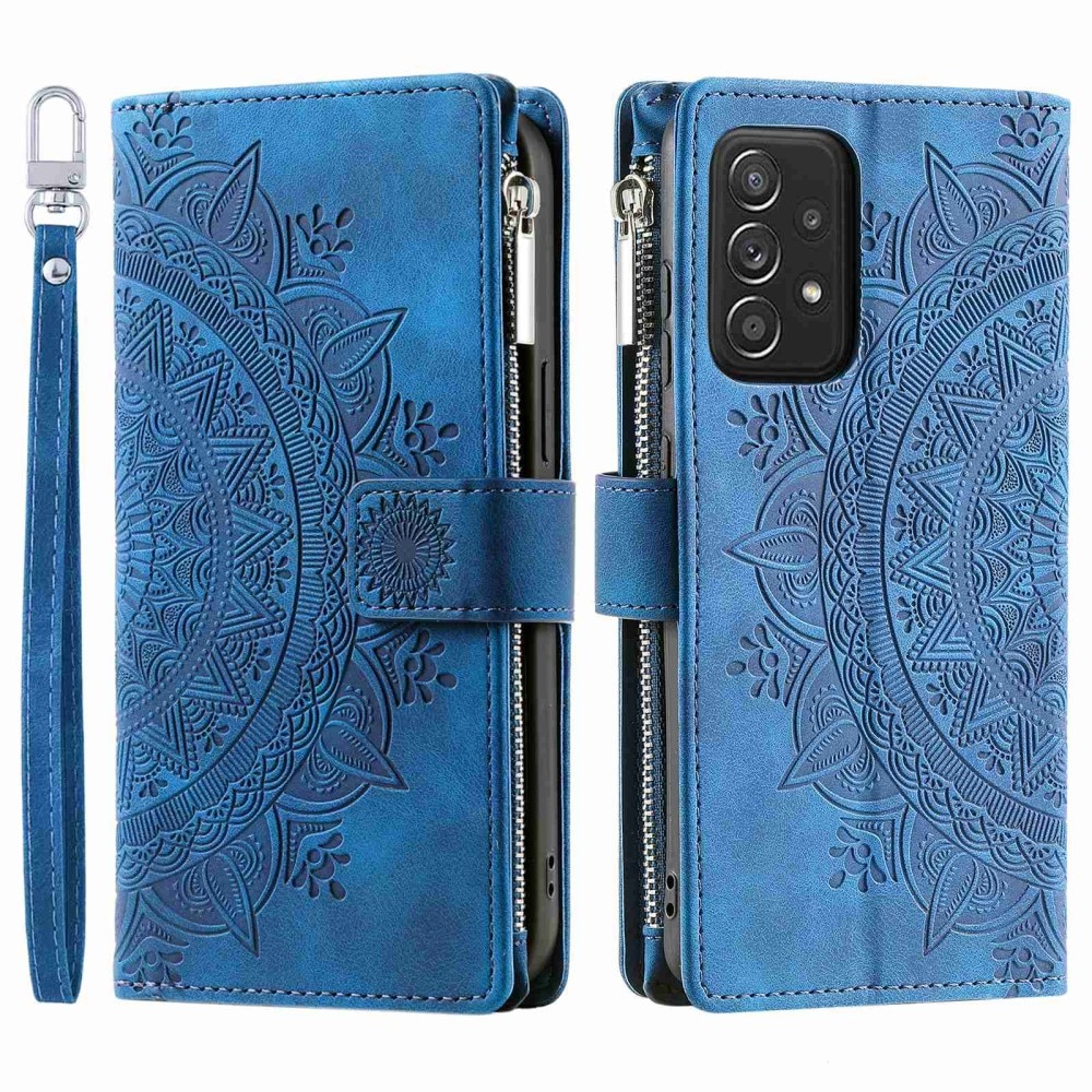 Étui portefeuille Mandala Samsung Galaxy A52/A52s, bleu