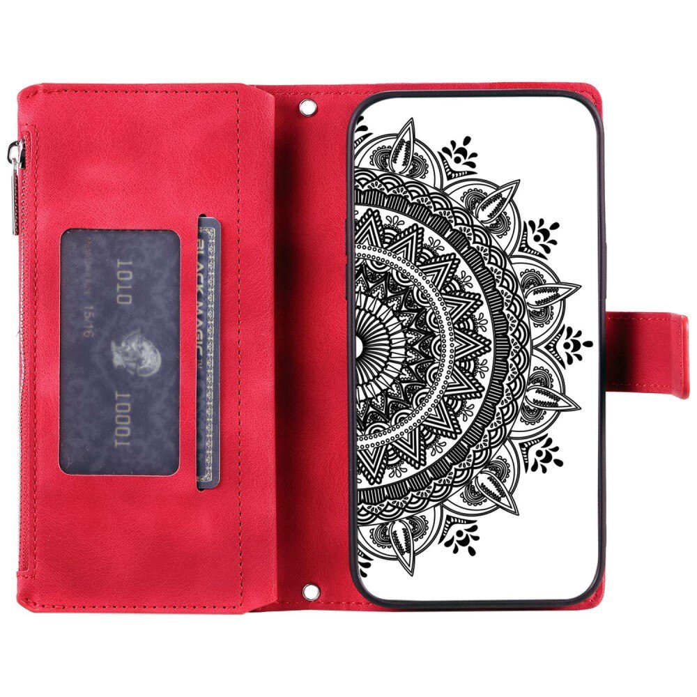 Étui portefeuille Mandala Samsung Galaxy A52/A52s, rouge