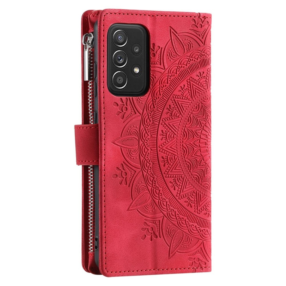 Étui portefeuille Mandala Samsung Galaxy A52/A52s, rouge