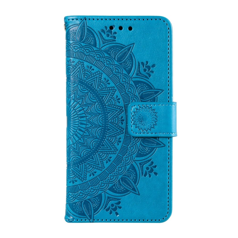 Étui en cuir Mandala Samsung Galaxy S23 bleu