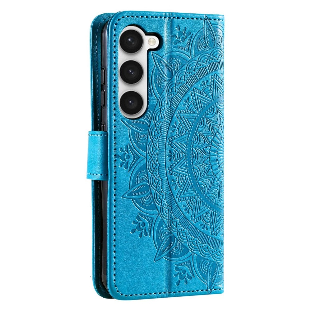 Étui en cuir Mandala Samsung Galaxy S23 bleu