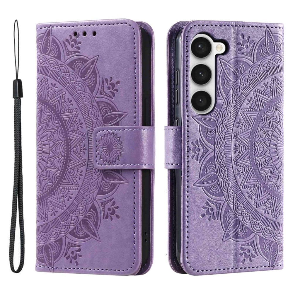 Étui en cuir Mandala Samsung Galaxy S23, violet