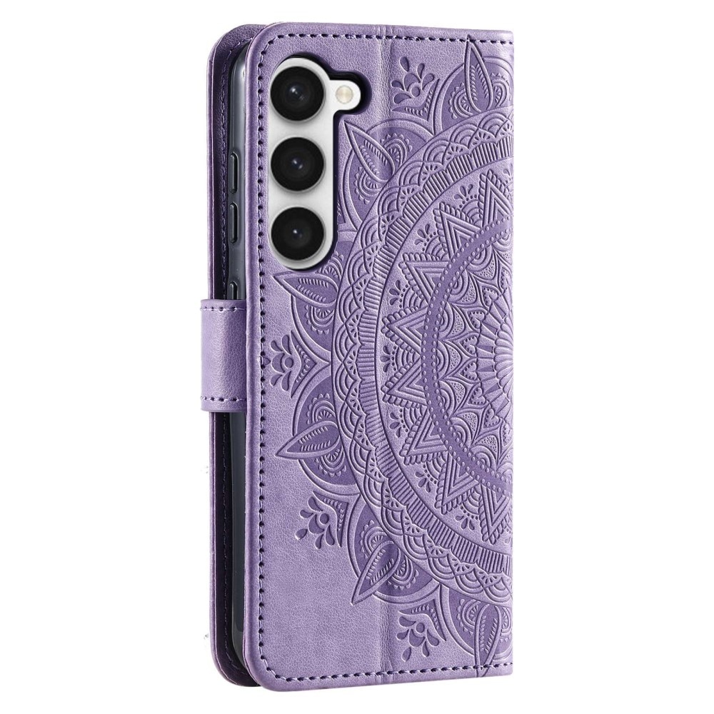 Étui en cuir Mandala Samsung Galaxy S23, violet