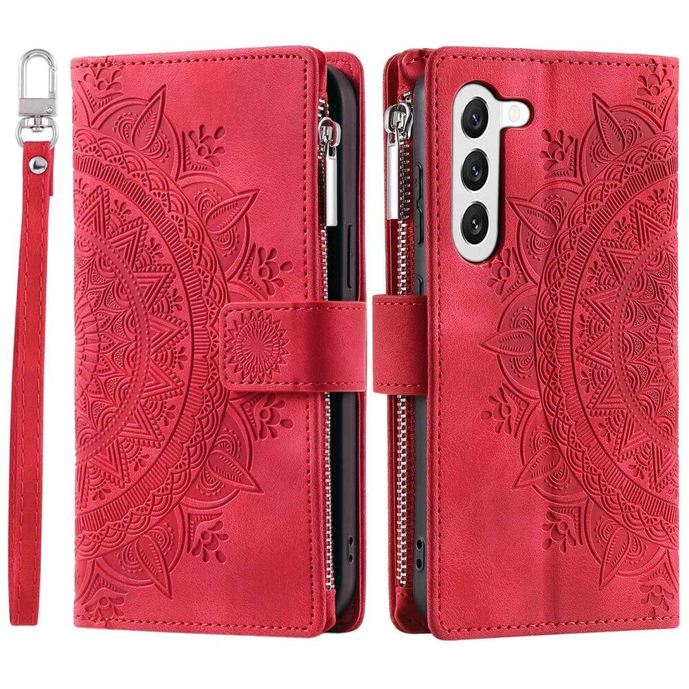 Étui portefeuille Mandala Samsung Galaxy S23, rouge