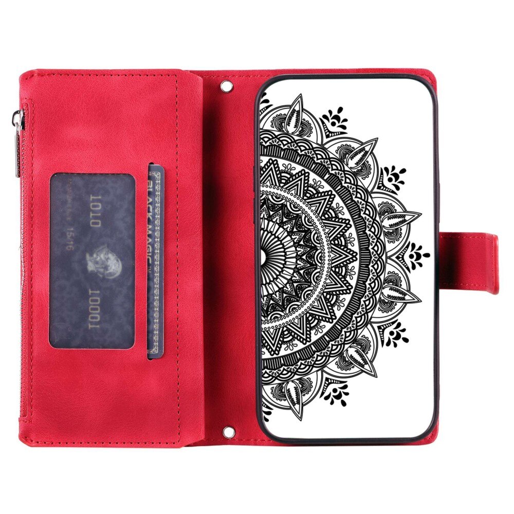 Étui portefeuille Mandala Samsung Galaxy S23, rouge