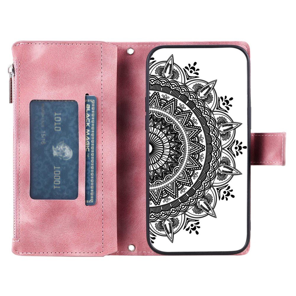 Étui portefeuille Mandala Samsung Galaxy S23, rose