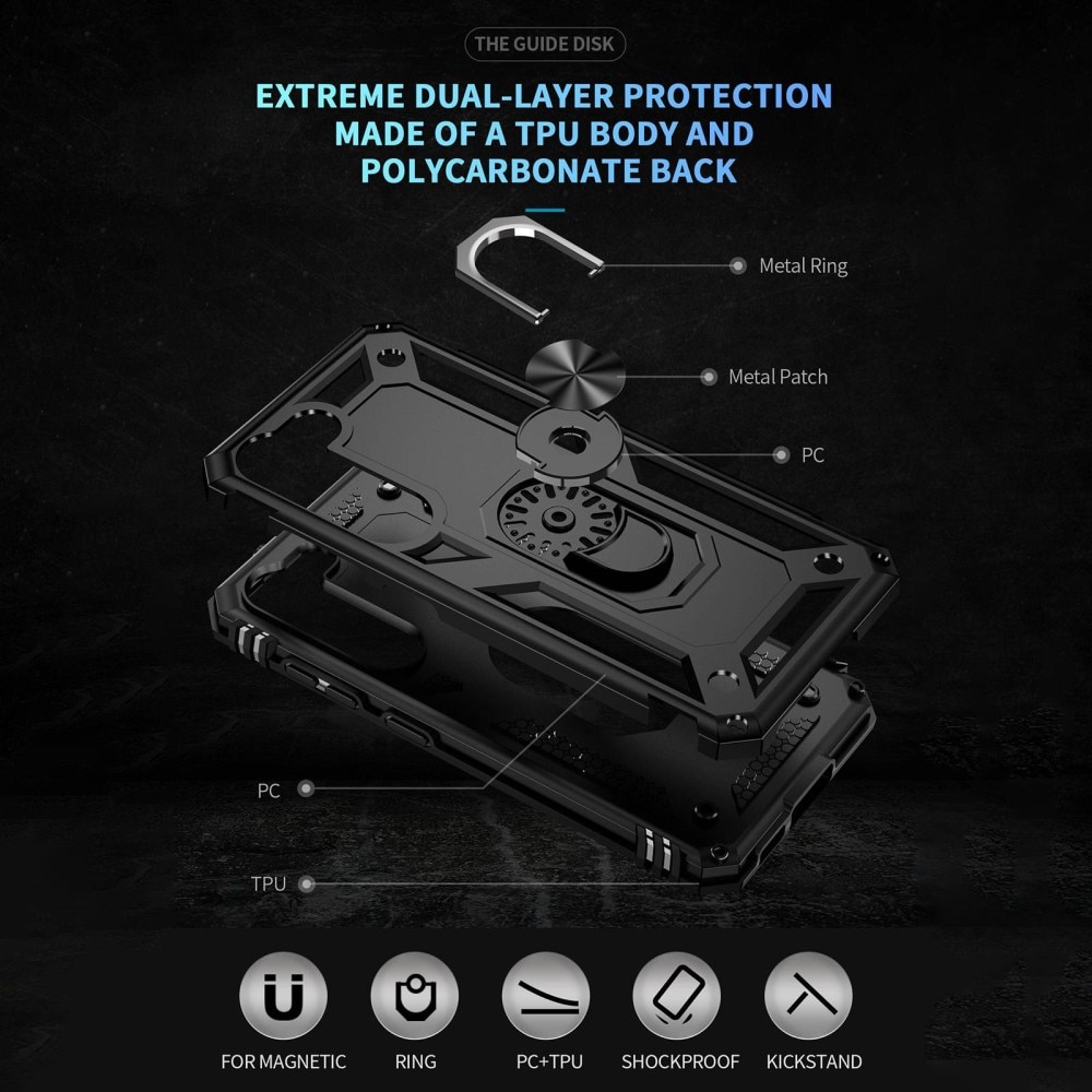 Coque hybride Tech Ring Samsung Galaxy S23, noir