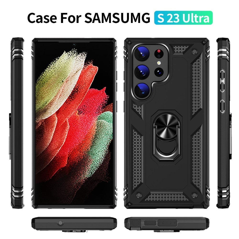 Coque hybride Tech Ring Samsung Galaxy S23 Ultra, noir