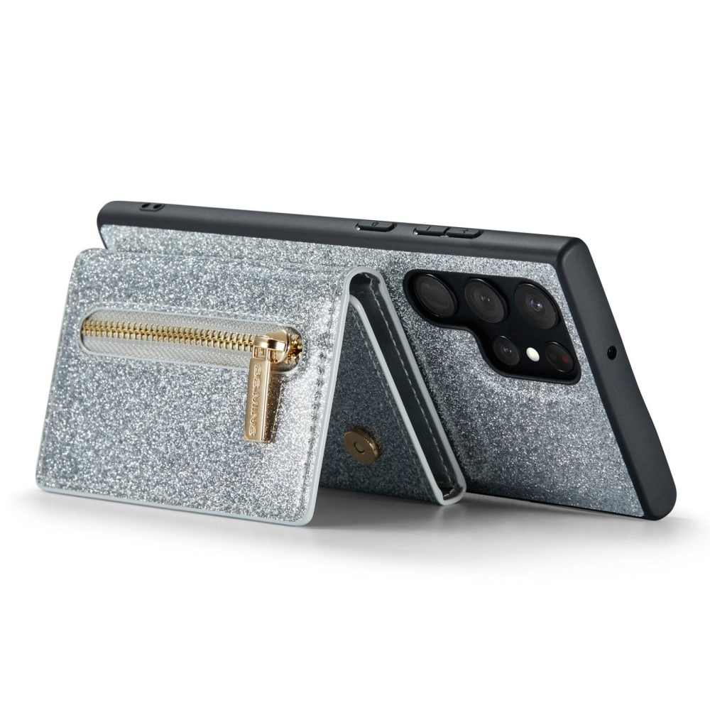 Coque Magnetic Card Slot Samsung Galaxy S23 Ultra, Briller argent