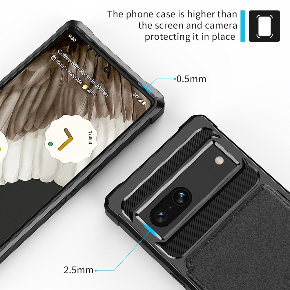 Coque porte-cartes Tough Multi-slot Google Pixel 7, Noir