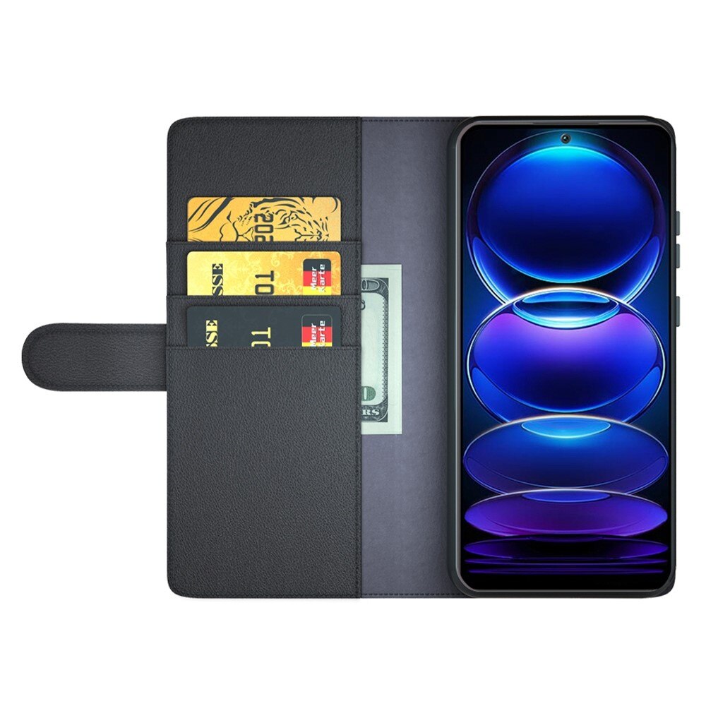 Étui en cuir veritable Xiaomi Redmi Note 12, Noir