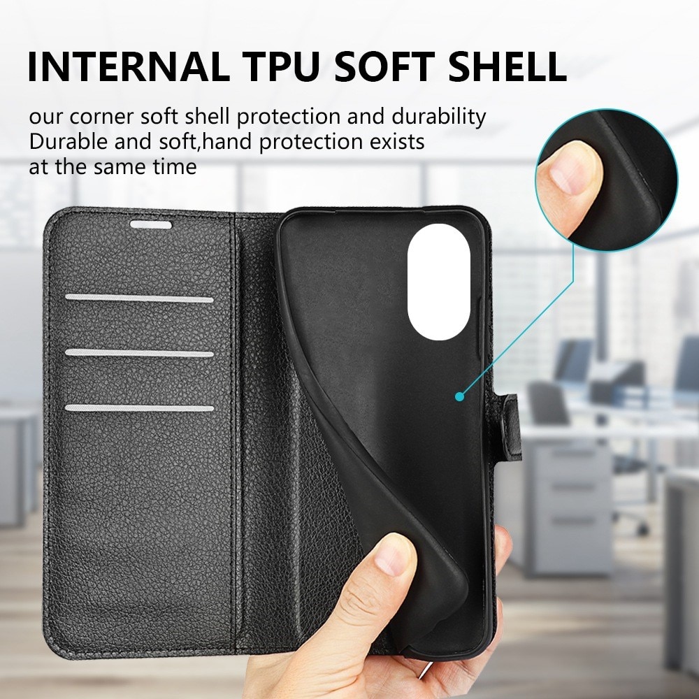 Coque portefeuille Oppo A17, Noir