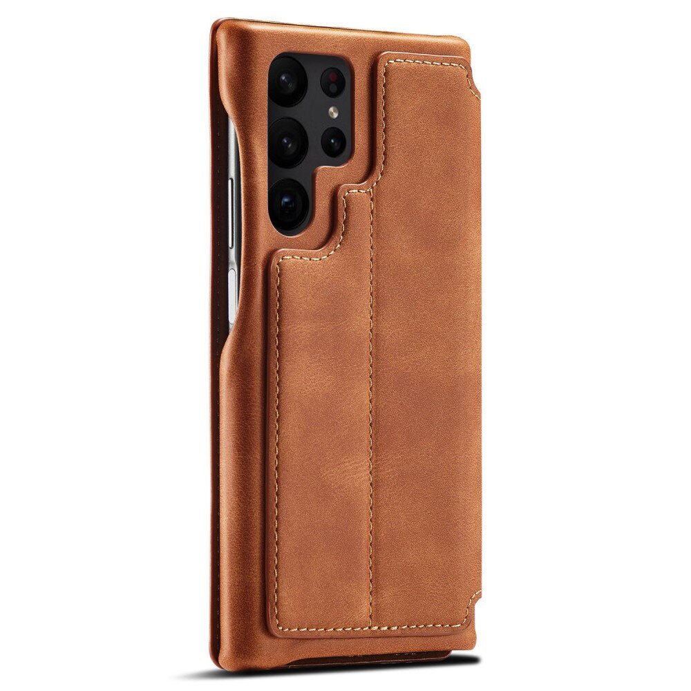 Étui portefeuille mince Samsung Galaxy S23 Ultra, cognac