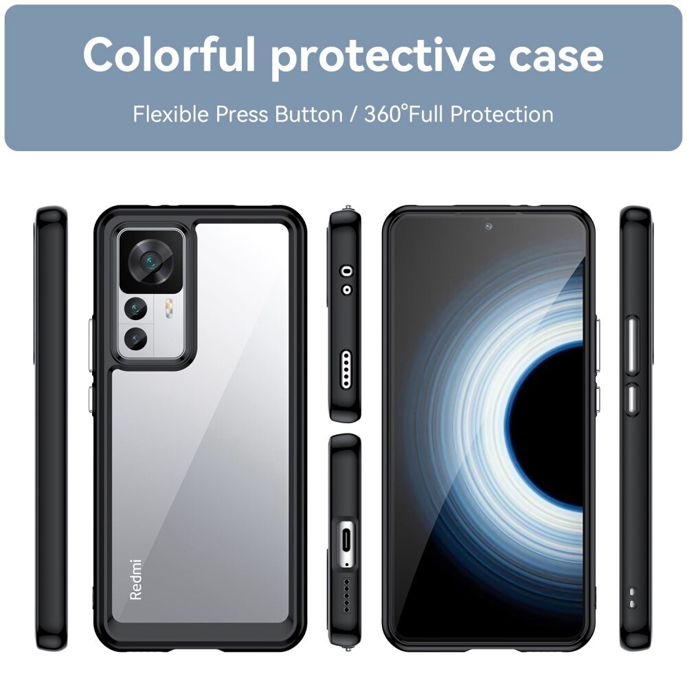 Coque hybride Crystal Hybrid pour Xiaomi 12T/12T Pro, noir