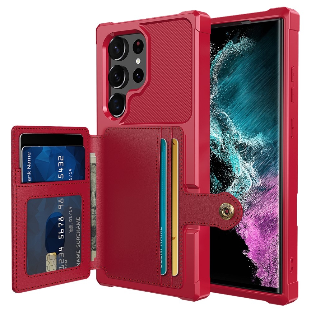 Coque porte-cartes Tough Multi-slot Samsung Galaxy S23 Ultra, rouge