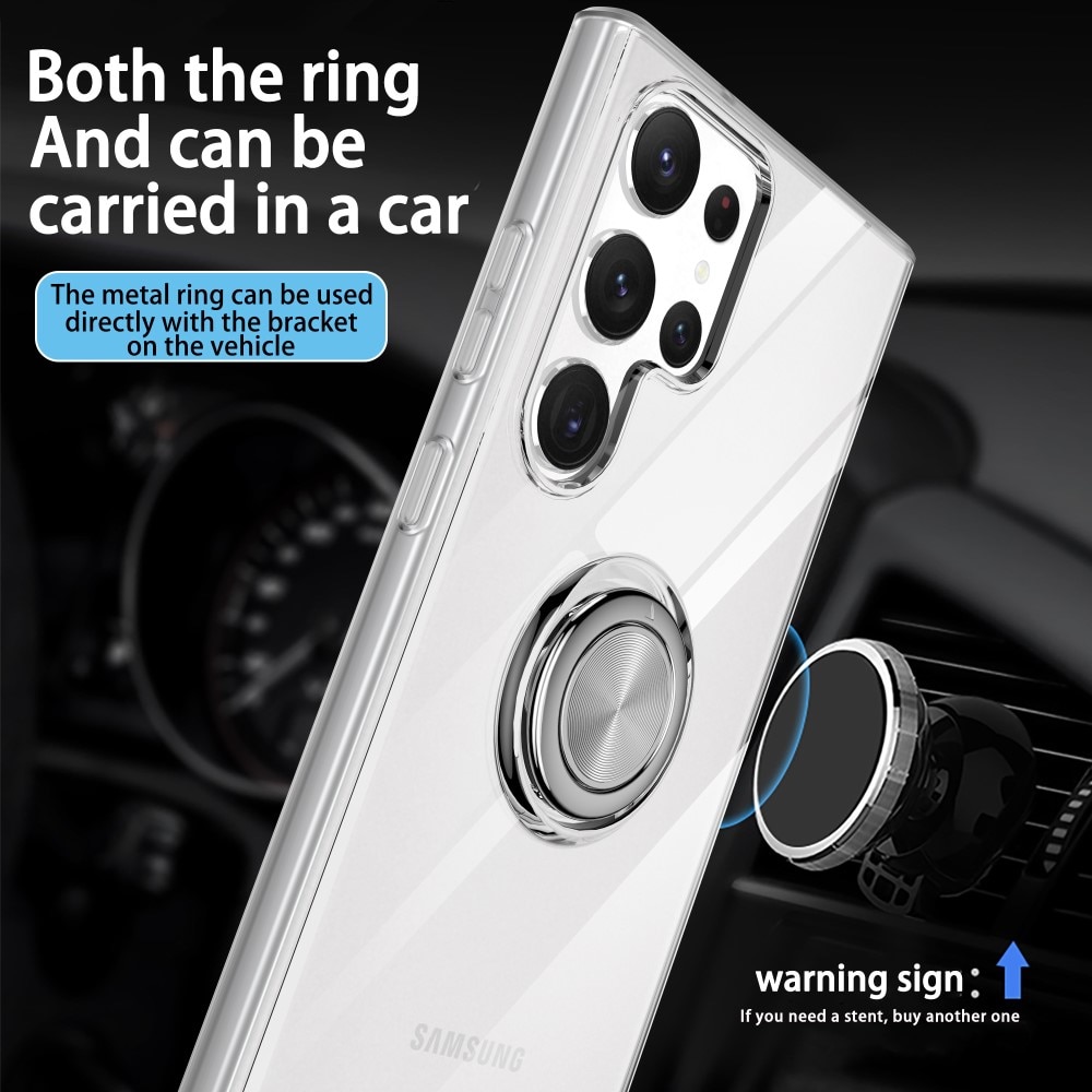 Coque Finger Ring Kickstand Samsung Galaxy S23 Ultra, transparent