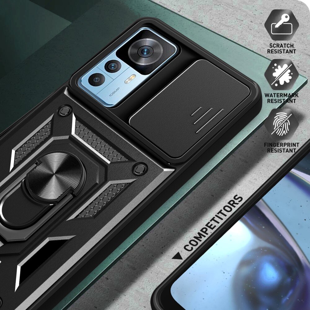 Coque Hybride Ring avec Protège Caméra Xiaomi 12T Pro, Noir