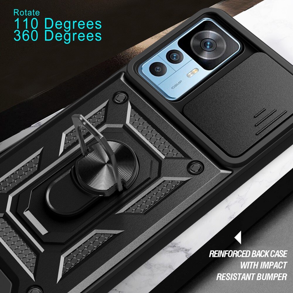 Coque Hybride Ring avec Protège Caméra Xiaomi 12T Pro, Noir