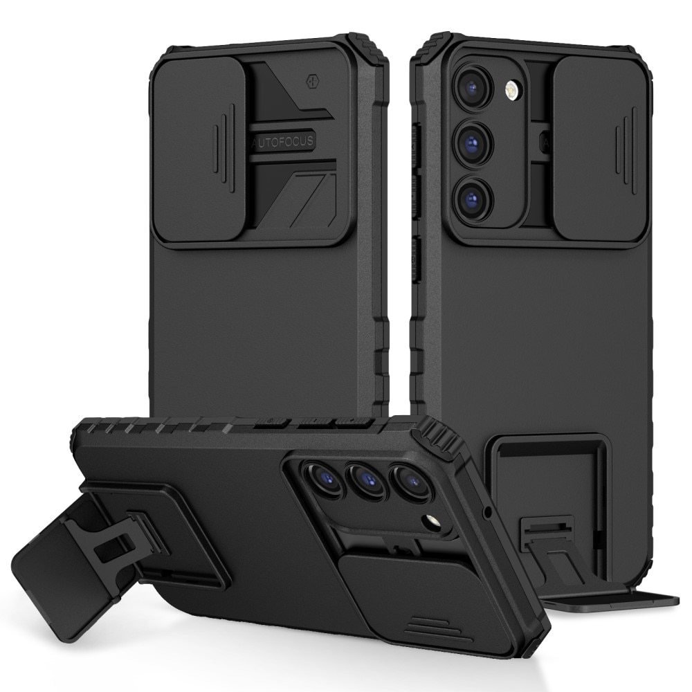 Coque Kickstand avec Protège Caméra Samsung Galaxy S23, Noir