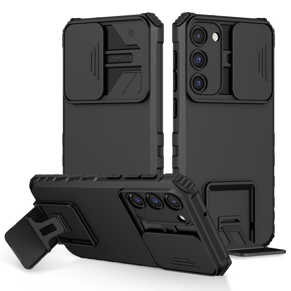 Coque Kickstand avec Protège Caméra Samsung Galaxy S23 Plus, noir