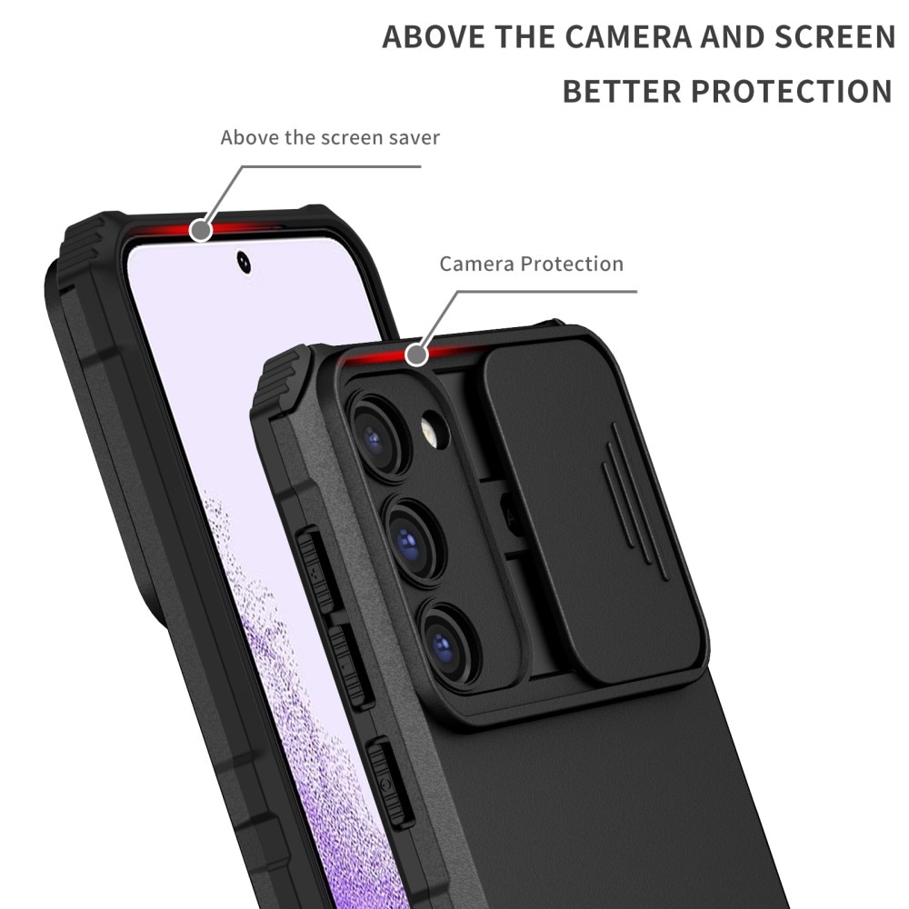 Coque Kickstand avec Protège Caméra Samsung Galaxy S23 Plus, noir