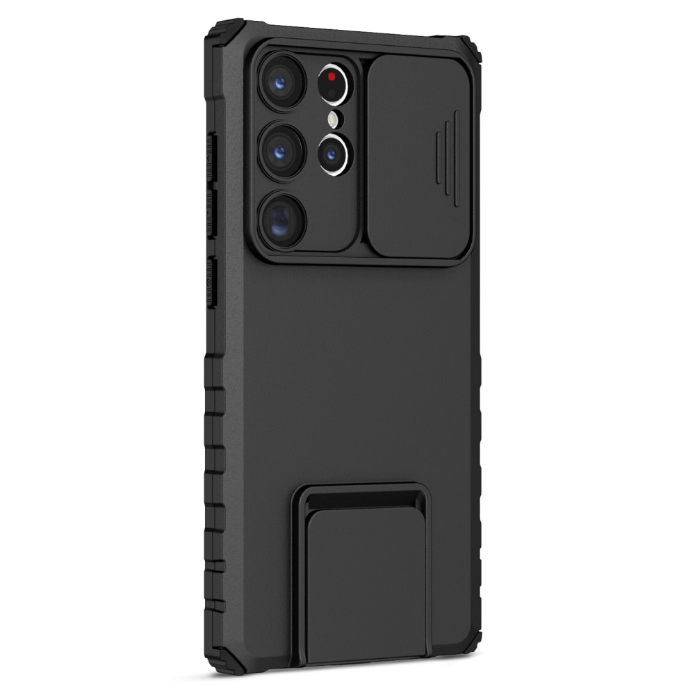 Coque Kickstand avec Protège Caméra Samsung Galaxy S23 Ultra, noir