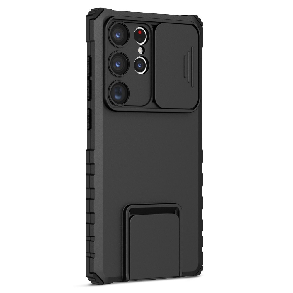Coque Kickstand avec Protège Caméra Samsung Galaxy S23 Ultra, Noir