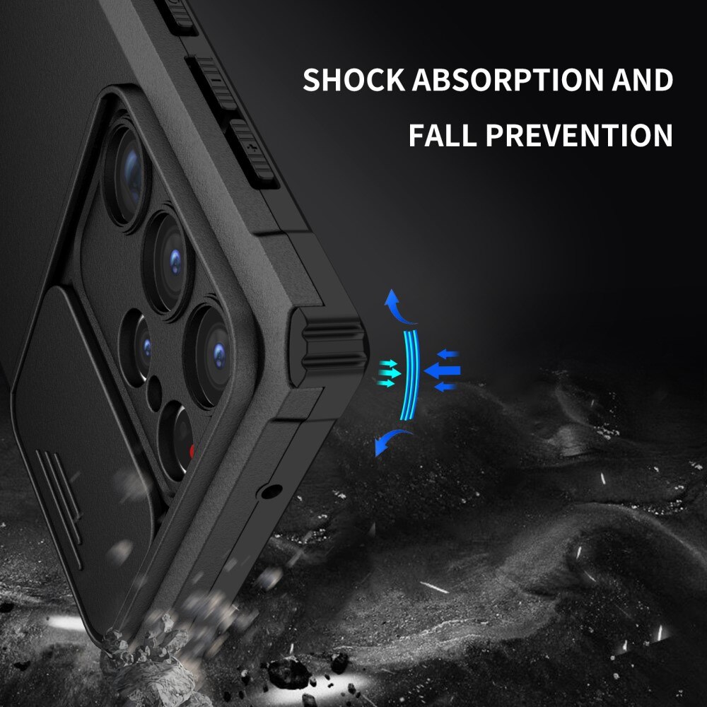 Coque Kickstand avec Protège Caméra Samsung Galaxy S23 Ultra, Noir